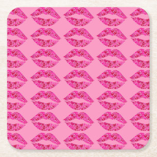 Loving Lips 01 Square Paper Coaster