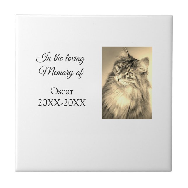 loving memorial keepsake funeral add pet name phot ceramic tile (Front)
