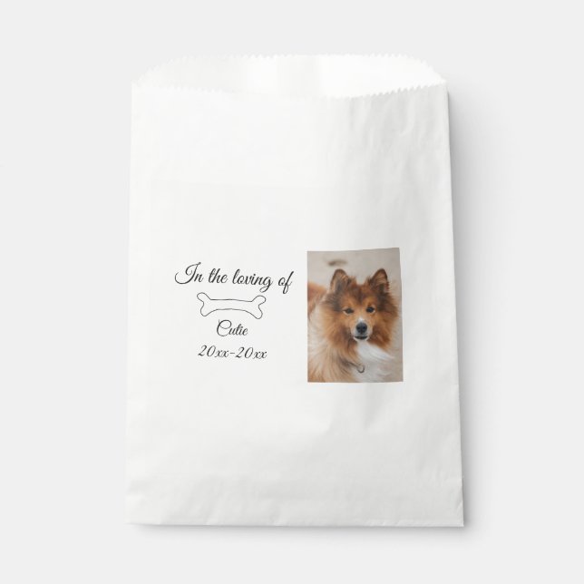 loving memorial keepsake funeral add pet name phot favour bag (Front)
