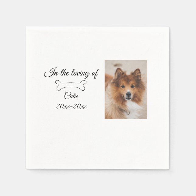 loving memorial keepsake funeral add pet name phot napkin (Front)