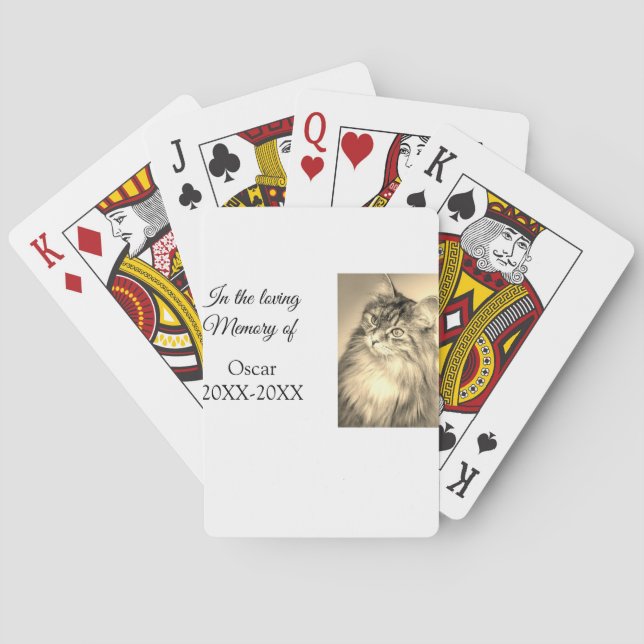 loving memorial keepsake funeral add pet name phot playing cards (Back)