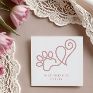Loving Memorial Pet Paw Print & Heart Together Rubber Stamp
