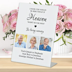 Loving Memory 3 Photo Collage Memorial Wedding Pedestal Sign