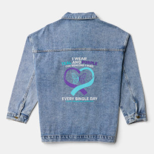 Loving Memory Butterfly Suicide Prevention Awarene Denim Jacket