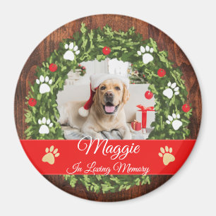 Loving Memory Christmas Wreath Pet Memorial Photo Magnet