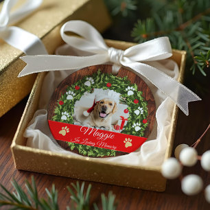 Loving Memory Christmas Wreath Pet Memorial Photo Ornament
