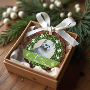 Loving Memory Christmas Wreath Pet Memorial Photo Ornament