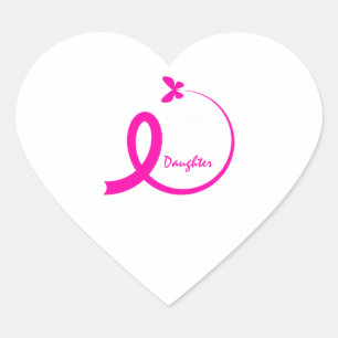 Loving Memory Daughter Pink Ribbon Breast Cancer Heart Sticker