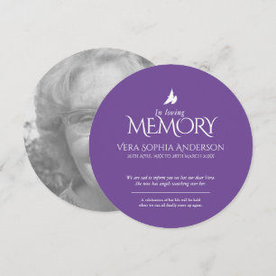 Loving memory dove purple photo death announcement