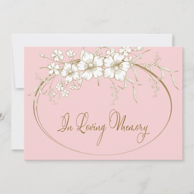 Loving Memory Elegant Floral Gold Memorial Invitation (Front)