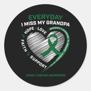 Loving Memory Gifts Miss My Grandpa Kidney Disease Classic Round Sticker