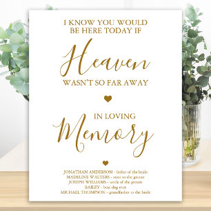 Loving Memory Gold Heaven Poem Wedding Memorial Poster