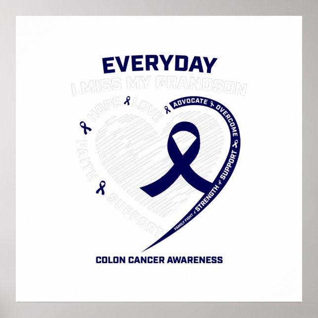 Loving Memory Grandson Women Men Kids Colon Gift Poster (Front)