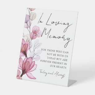 Loving Memory Memorial Dusty Rose Floral Wedding Pedestal Sign