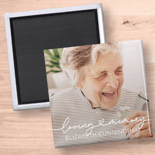 Loving Memory Modern Elegant Heart Photo Memorial Magnet
