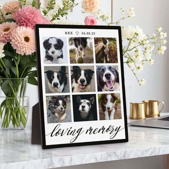 Loving Memory Modern Pet Memorial Photo Collage Plaque (Creator Uploaded)