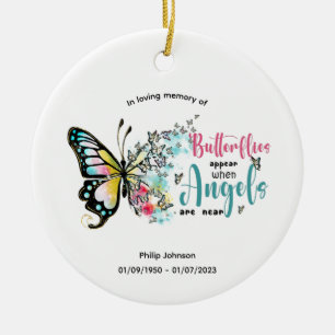 Loving memory of a loved one Butterfly. Editable Ceramic Ornament