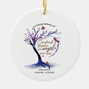 Loving memory of a loved one Cardinals. Editable Ceramic Ornament