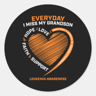 Loving Memory Of My Grandson Leukaemia Awareness Classic Round Sticker