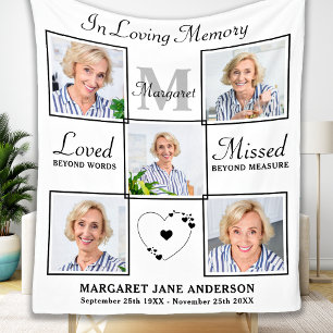 Loving Memory Personalised 5 Picture Memorial Fleece Blanket