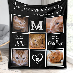 Loving Memory Personalised Cat Pet Photo Memorial Fleece Blanket