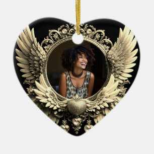 Loving Memory Photo Memorial Diamond Look Ceramic Ornament
