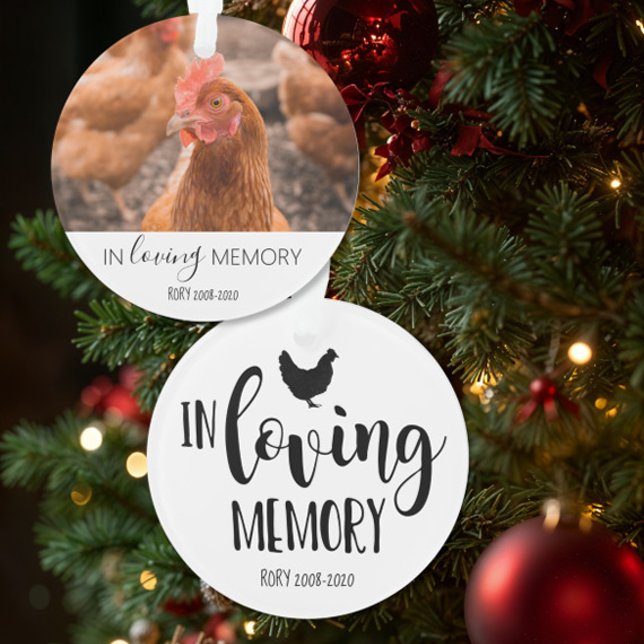 loving memory photo pet memorial chicken ornament (Creator Uploaded)