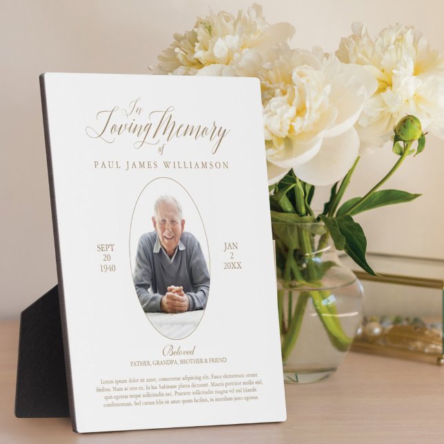 Loving Memory Script & Photo Memorial Keepsake Plaque (Creator Uploaded)