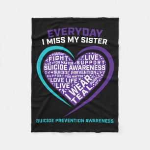 Loving Memory Sister Suicide Awareness Gifts Men Fleece Blanket