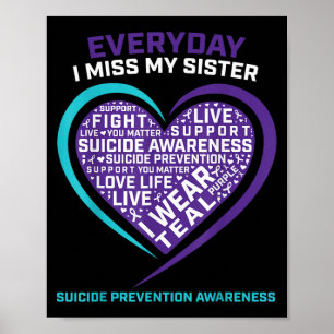 Loving Memory Sister Suicide Awareness Gifts Men P Poster