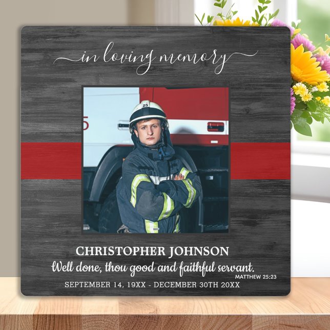Loving Memory Thin Red Line Firefighter Memorial Plaque (Creator Uploaded)