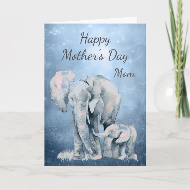 Loving Mother Quote Elephant & Child Mother's Day Holiday Card (Front)