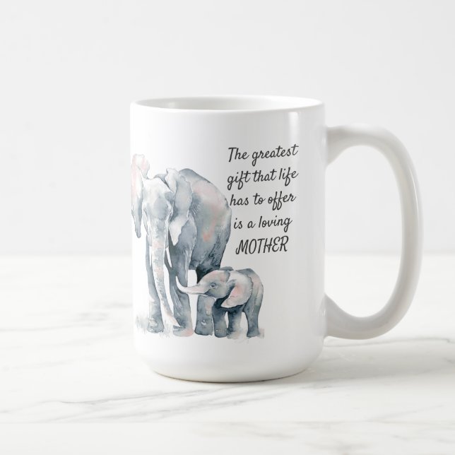 Loving Mother Quote Elephant & Child Mug (Right)