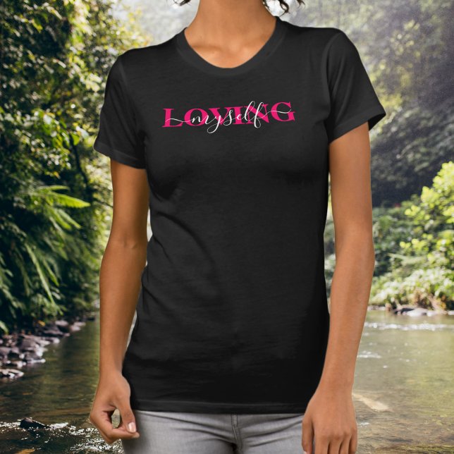 Loving Myself Overlapping Script Typography T-Shirt (Creator Uploaded)
