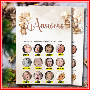 LOVING OR LABOR Baby Shower Game Cute Bear Invitation