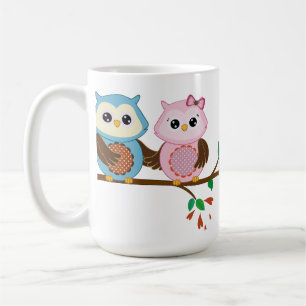 Loving Owl couple on a branch Coffee Mug