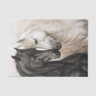 Loving Pair of Beautiful Horses Facing Each Other Tissue Paper