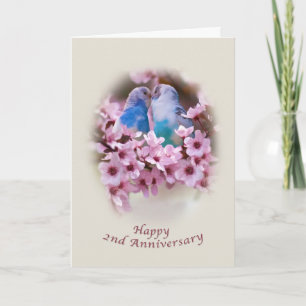 Loving Parakeets 2nd Anniversary Card