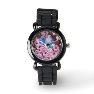 Loving Parakeets and Pink Flowers Watch
