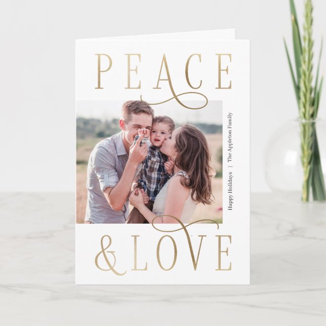 Loving Peace Editable Colour Folded Holiday Card (Front)