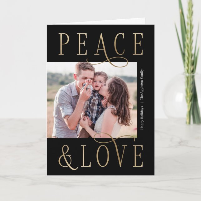 Loving Peace Editable Colour Folded Holiday Card (Front)