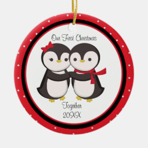 Loving Penguin Couple Christmas Ornament