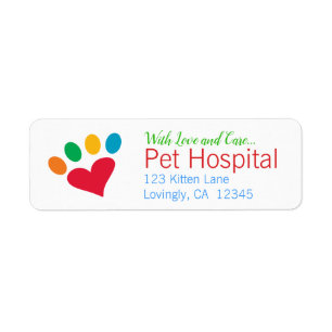 Loving Pets Heart Paw Print Return Address Return Address Label