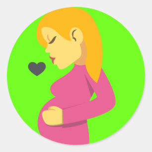 Loving Pregnant Mum Emoji Classic Round Sticker
