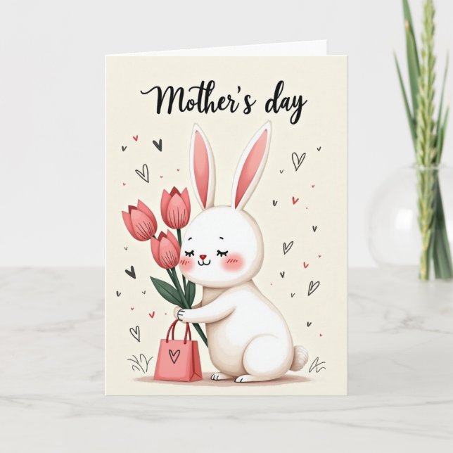 Loving Rabbit Bouquet Card (Front)
