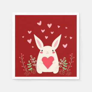 Loving Snuggly Kawaii Bunny Custom Napkin