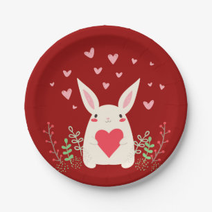 Loving Snuggly Kawaii Bunny Custom Paper Plate