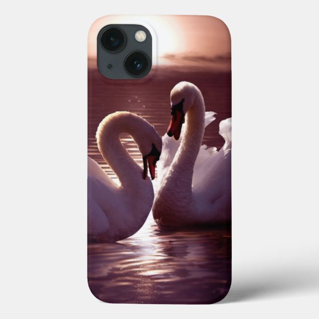 Loving Swans Forming a Heart Case-Mate iPhone Case (Back)