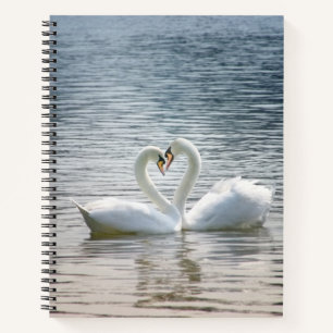 Loving swans forming a heart Spiral Notebook
