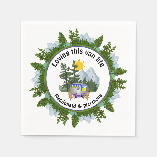 LOVING THIS VAN LIFE Personalised CARAVAN Camping Napkin (Front)